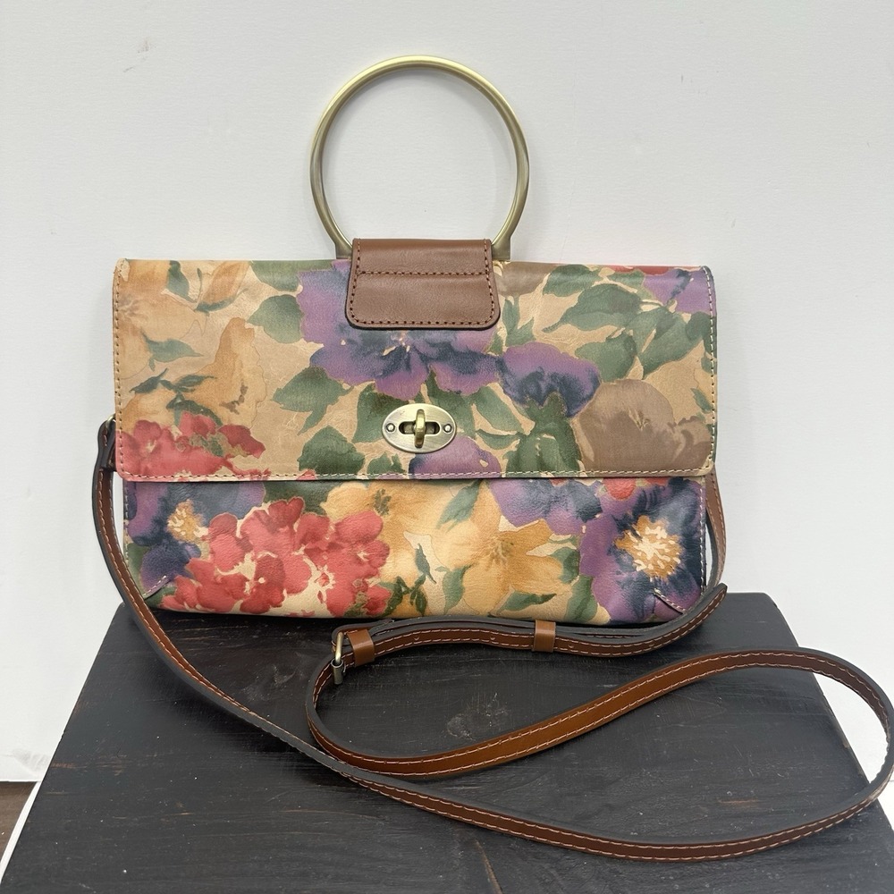 Patricia Nash Floral Belvi Top Handle Turn-Lock Detachable Crossbody Strap Purse